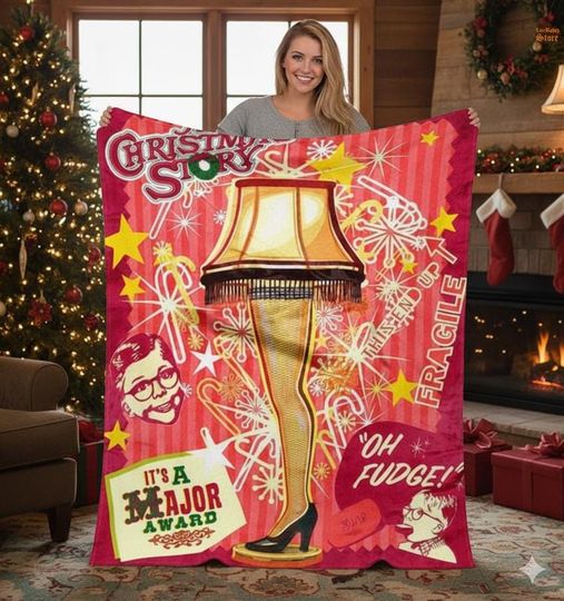 A Christmas Story Fleece Blanket, Ralph Ralphie Parker Blanket, Christmas Fleece Blanket