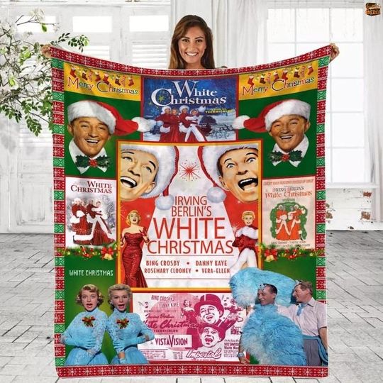 Discover Retro White Xmas Fleece Blanket, White Xmas 1954 Romantic Movie Vintage Blanket, White Xmas Film, Christmas Holiday Blanket, Home Decor Gift