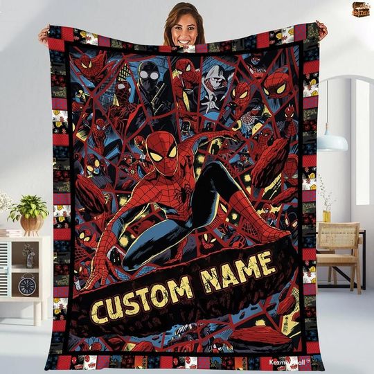 Discover Personalized Superhero Blanket, Custome Spiderman Fleece Blanket, Spiderman Birthday Theme Party Blanket, Spiderman Blanket For Boys Girls