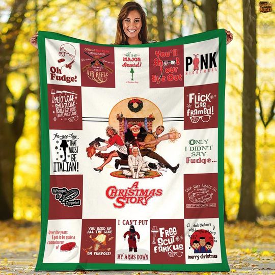 A Christmas Story Fleece Blanket, Ralphie Leg Lamp Christmas Movie Blanket