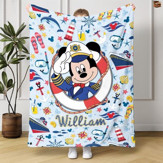 Discover Personalized Mickey Cruise Blanket, Disneyland Family Cruise Blanket, Mickey And Friends Cruise Throw Blanket, Family Cruise Vacation 2025