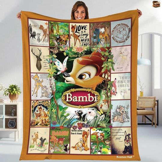 Bambi Reindeer Blanket, Bambi Movie Fleece Blanket, Disneyworld Blanket