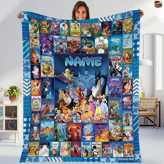 Discover Personalized Disneyland Movie Blanket, Mickey And Friends Fleece Blanket, Magic Kingdom, Walt Disneyworld Throw Blanket For Bed Couch Sofa
