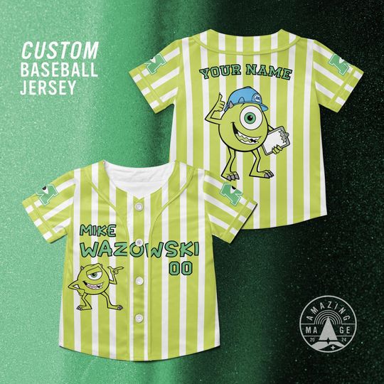 Discover Customize Mike Wazowski Disney Baseball Jersey, Disney Pixar Monsters Inc Shirt, Mike and Sully Monsters University, Disney Trip Shirt