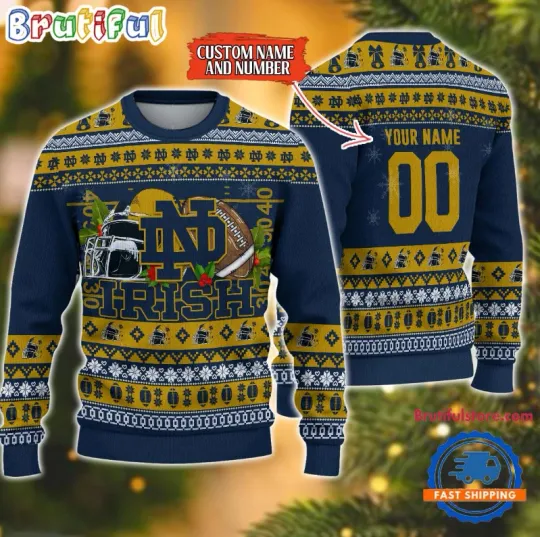 Discover ND Fighting Irish Logo 3D Ugly Sweater