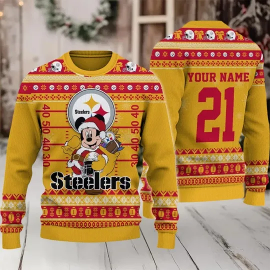 Discover football Football Pittsburgh Steeler Mickey Mouse Santa Ugly Christmas Sweater