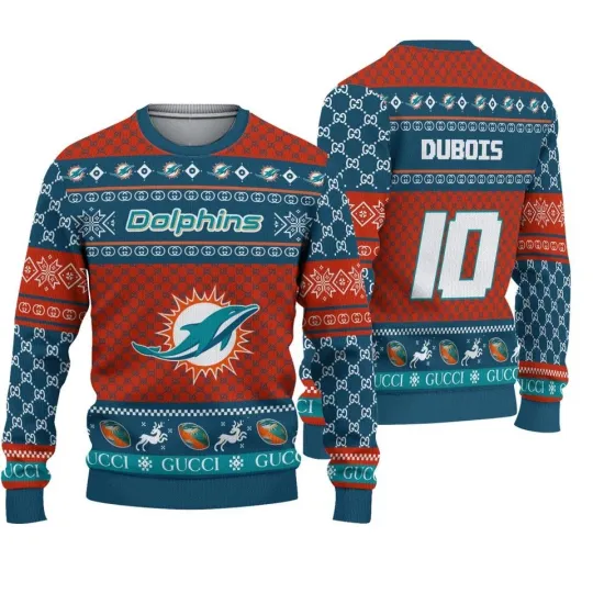 Discover Personalized M/D Football Christmas Ugly Sweater Sweatshirt 2025
