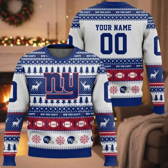 Discover Personalized Giants Football 2025 Ugly Christmas Sweater