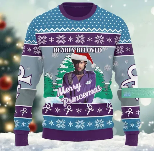 Prince Purple Ugly Christmas Sweater Unisex All Sizes