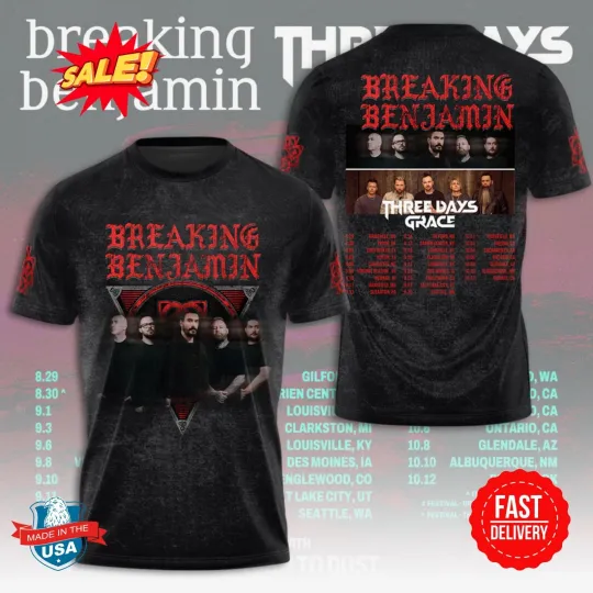 Discover Breaking Benjamin Three Day Grace 3D Shirt, Gift For Fan