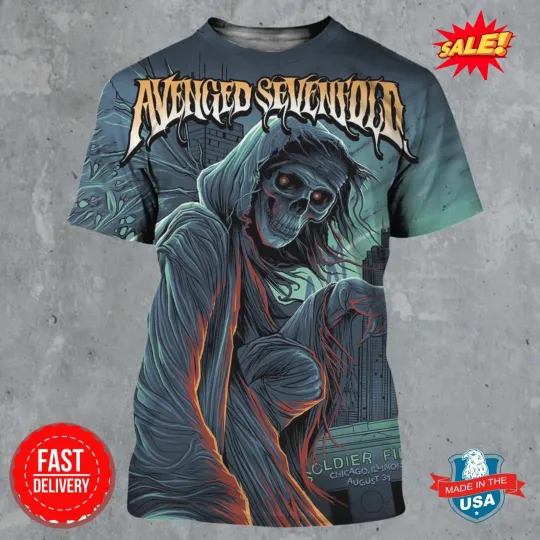 Discover Avenged Sevenfold Chicago Illinois 2025 Night 1 On August 31 2025 3D Shirt, Gift For Fan