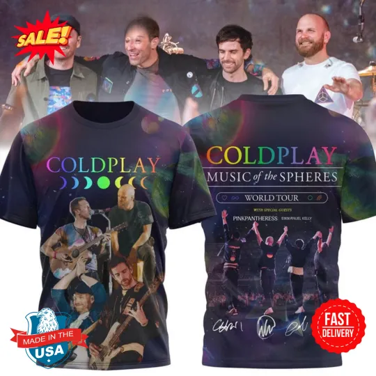 Coldplay Music Of The Sphere World Tour With Pinkpantheress 2024 3D T-Shirt, Gift For Fan