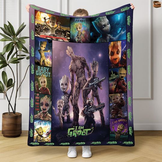 Groot Guardians Of The Galaxy Fleece Blanket, I Am Groot Baby Groot Blanket