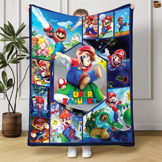 Discover Personalized Super Mario Fleece Blanket, Customized Super Mario Blanket