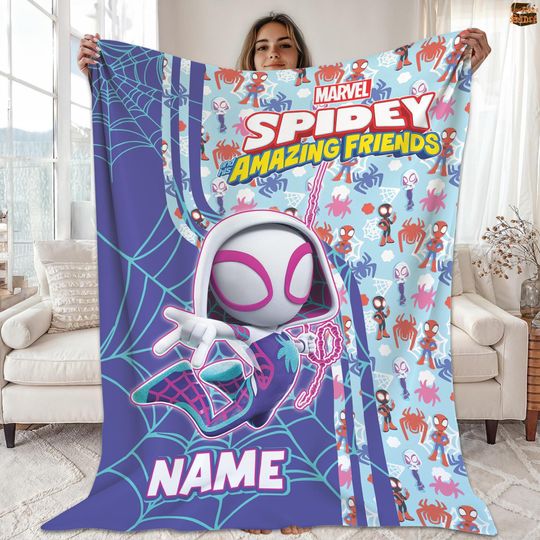Personalized Gwen Stacy Spiderman Fleece Blanket