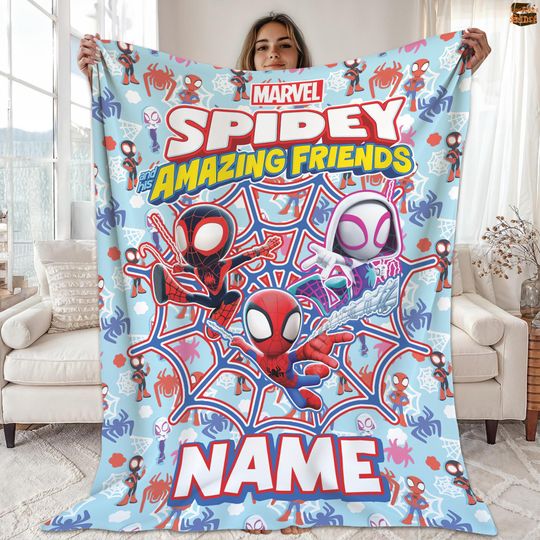Discover Personalized Spidey And His Amazing Friends Blanket, Spidey Friends Fleece Blanket