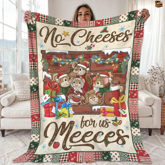 Discover Vintage Mice No Cheeses For Us Meeces Fleece Blanket, Disneyland Christmas