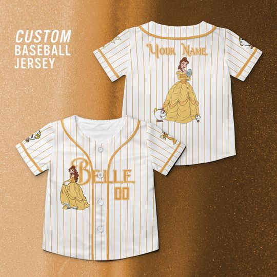 Discover Disney Princess Belle Custom Baseball Jersey, Disney Beauty and The Beast Movie Shirt, Princess Belle Disney Trip Shirt.