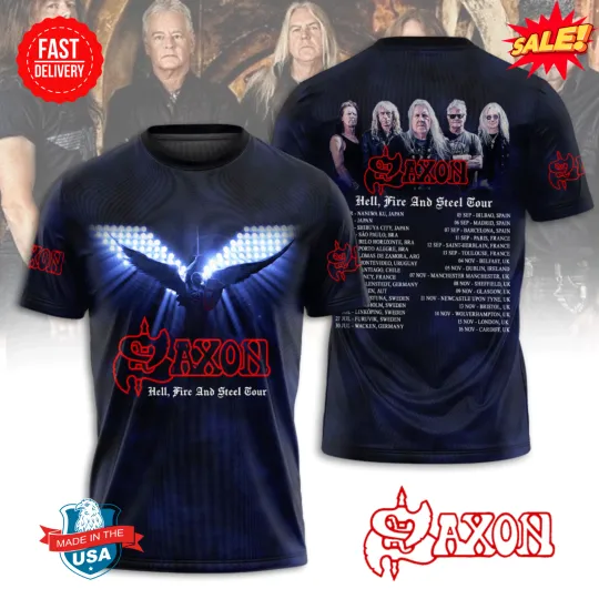 Discover Saxon 2025 Tour 3D Shirt – Epic Heavy Metal Concert Tee for Fans
