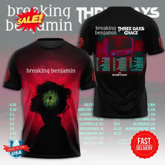 Discover Breaking Benjamin Three Day Grace 3D Shirt, Gift For Fan
