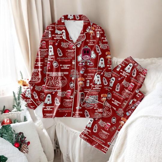 Discover Funny Soda Lover Christmas Pajama Set  2025 Cola Energy Holiday Sleepwear