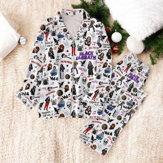 Rock Band Inspired Pajamas Set, War Pigs Vibe Sleepwear, Dark Gothic Metal Aesthetic Unisex Pajamas 2025