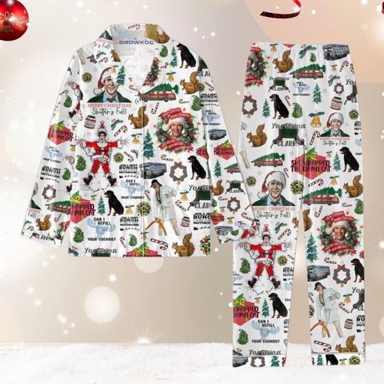 Merry Christmas Shitters Full Pajama Set | Funny Griswold Holiday Pjs | Movie Quote Sleepwear | Christmas Gift for Fans PM056