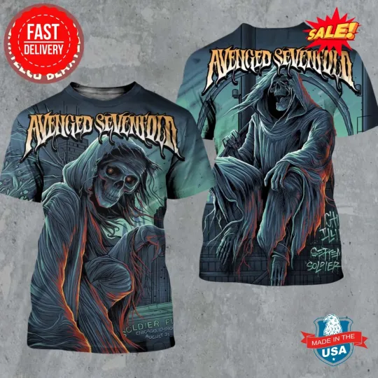Discover Avenged Sevenfold Chicago Illinois 2025 Night 1 And 2 Combined Art  3D Shirt