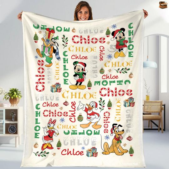 Discover Personalized Mickey And Friends Christmas Blanket, Mickey's Very Merry Christmas Party