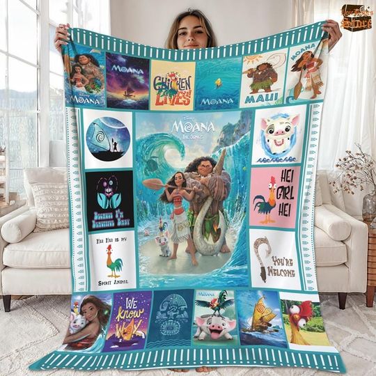 Disneyland Moana Fleece Blanket, Moana Cartoon Hei Hei Chicken Pua Pig Fleece Blanket