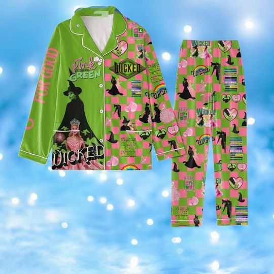 Discover Green Witch Pink Vibes Pajamas Set 2025 | Magical Friendship Aesthetic Sleepwear