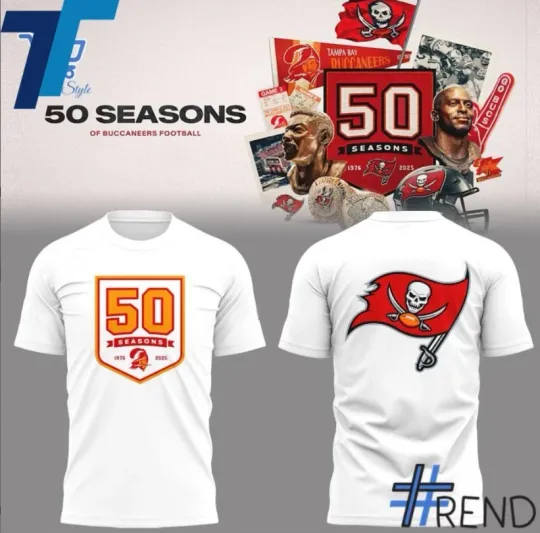 Tampa Bay Buccaneers 50 Seasons Logo Limited Edition T-Shirt