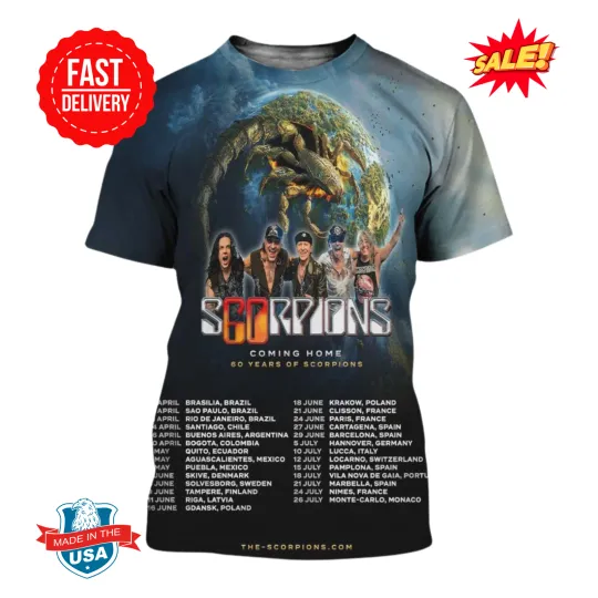 Discover Scorpions Coming Home 60 Years Tour 2025 Dates List Kicks Off On April 16 3D Tee