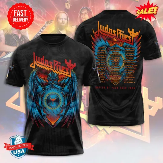 Discover Judas Priest Shield Of Pain 2025 3D Tee, Gift For Fan