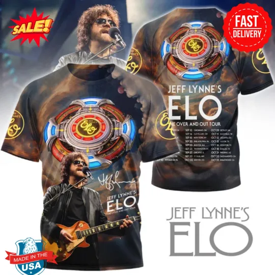 Jeff Lynne ELO The Over And Out Tour 2024 3D Shirt, Gift For Fan