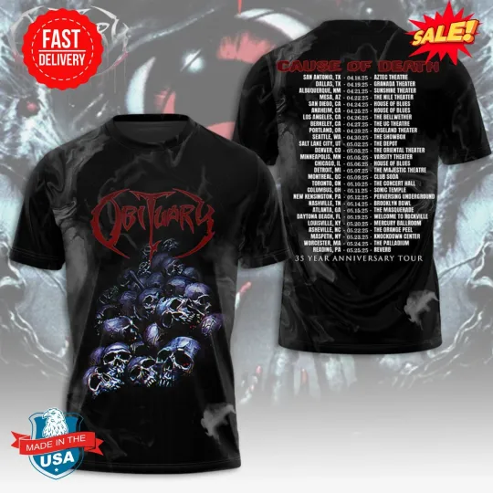 Discover Obituary Band Cause  Of Death 3D Tee, Gift For Fan