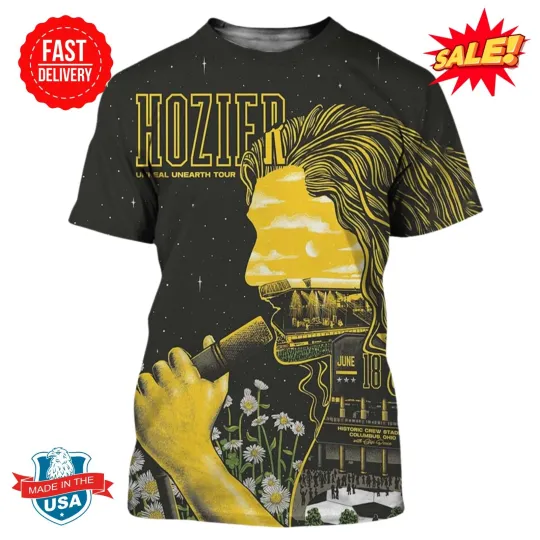 Discover Hozier Unreal Unearth Tour 2025 Columbus Ohio On June 18 2025 3D Tee, Gift For Fan