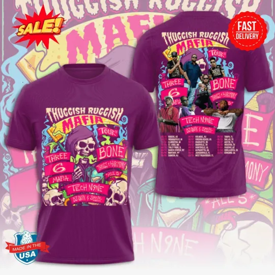 Bone Thugs-N-Harmony x Tech N9ne x Three 6 Mafia 3D Tee, Gift For Fan