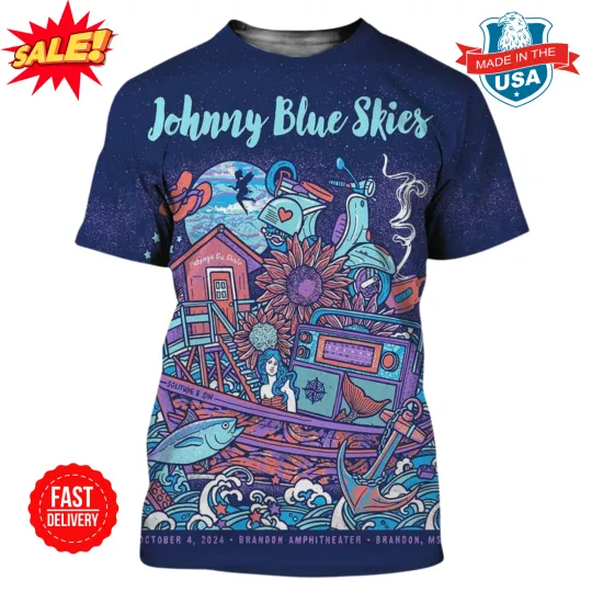 Johnny Blue Skies Tonight Poster For Sturgill Simpson On Oct 4 3D Shirt, Gift For Fan