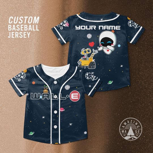 Discover Wall-E Customized Baseball Jersey, Disney Wall-E Movie Jersey Shirt, Wall-E Vintage Baseball Shirt, Studio Disney Park Trip Shirt
