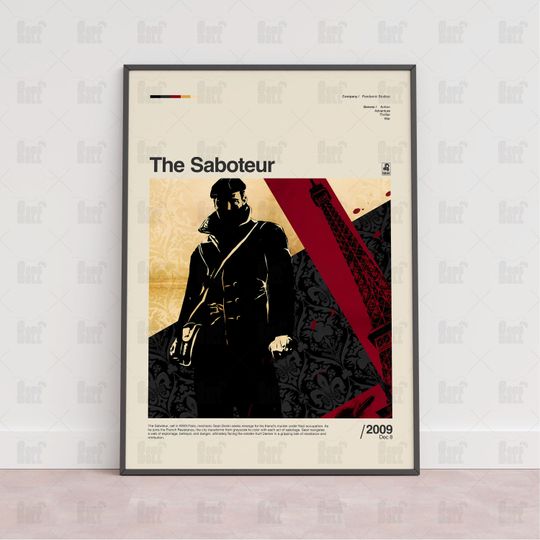 Discover The Saboteur Poster, Gaming Room Poster, Game Gift, Video Games Poster