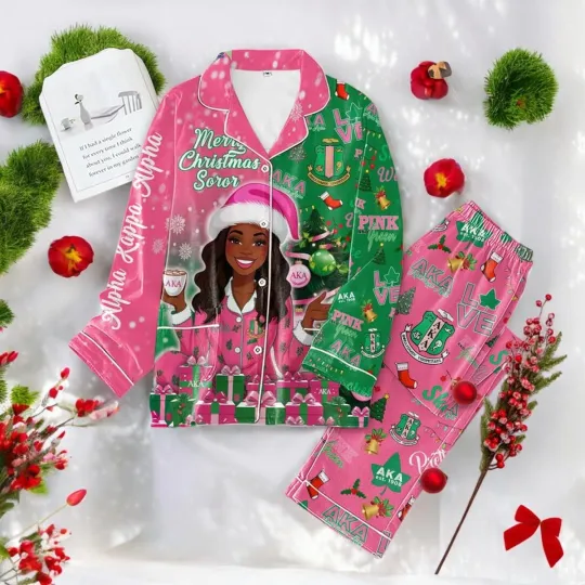 Alpha Kappa Alpha Merry Christmas Soror Pajamas Set