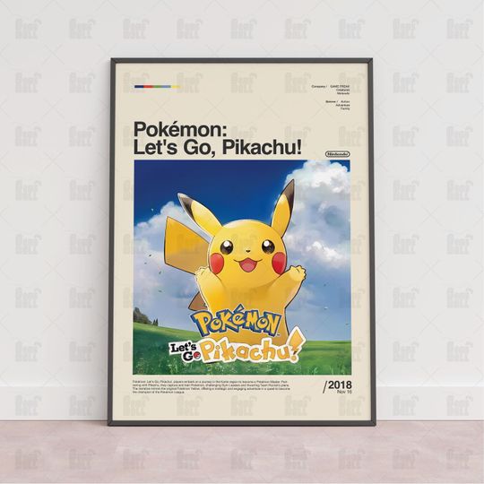 Discover PKM Let's Go, Pika Poster, Gaming Room Poster, Game Gift, Video Games Poster