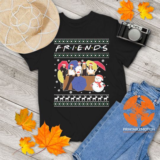 Friends TV Show Ugly Christmas T-Shirt, Vintage Christmas Sweater Tee, Holiday Gift for Family