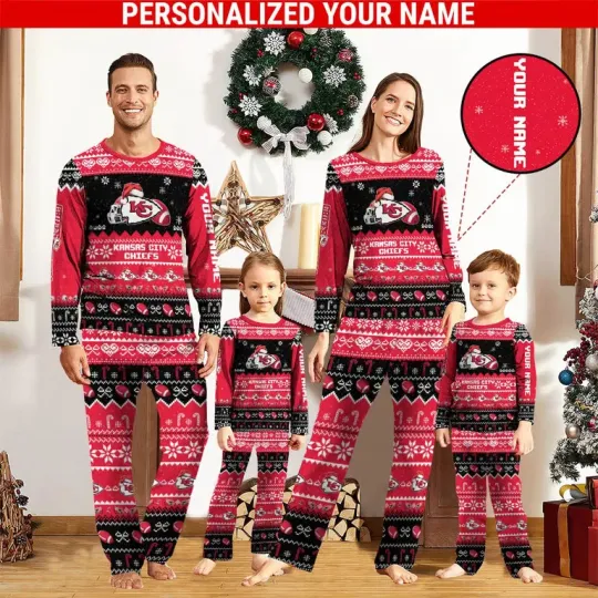 Discover Personalized Kansas Festive Red Snowfall Pajamas