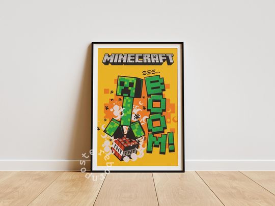 Discover Minecraft Video Game Poster for Kids Room, Vintage Poster Decor