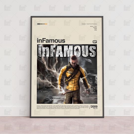 Discover inFamous Poster, Gaming Room Poster, Game Gift, Video Games Poster
