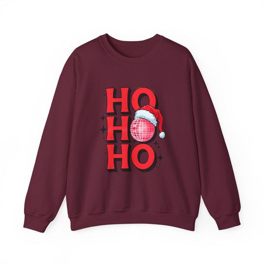 Discover Festive HO HO HO Sweatshirt, Christmas Holiday Wear, Cozy Unisex Crewneck, Seasonal Winter Fashion