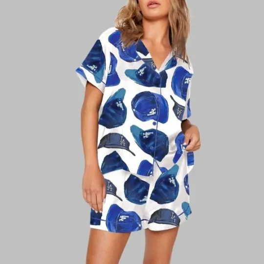 Discover Baseball Dodger Hat Print Short Pajama Set