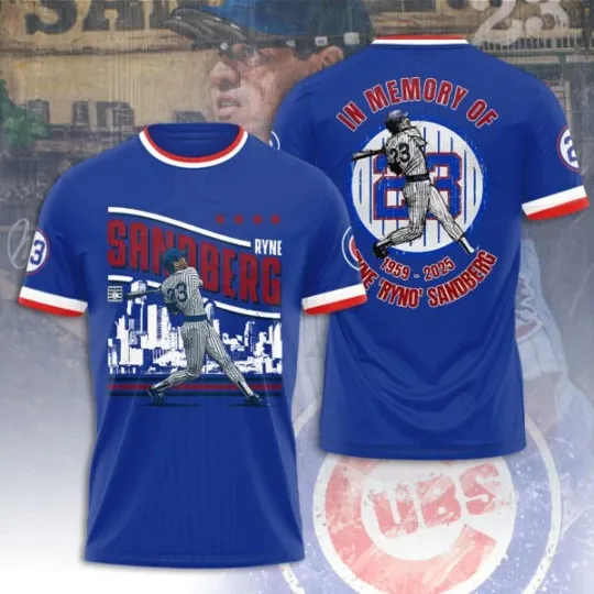 Cubbs x Ryne Sandberg Thank You 1959-2025 3D T-Shirt, Gift For Fan